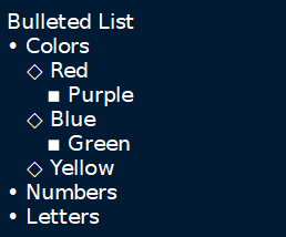 Bulleted list example.