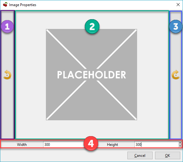 Image properties interface.