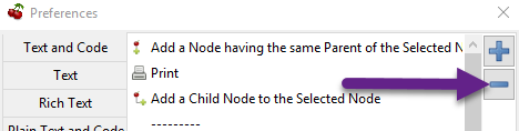 Remove action button.
